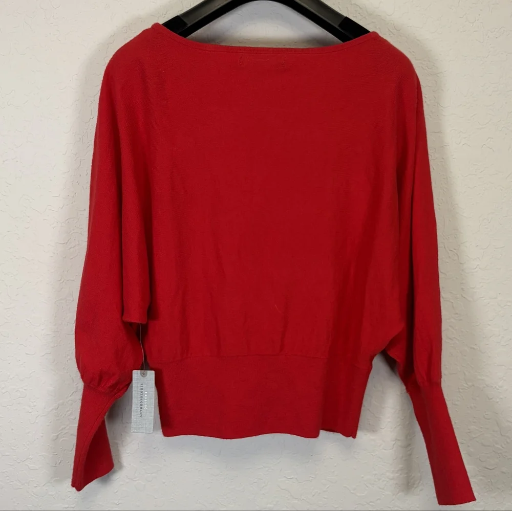 Anthropologie Red Dolman Sleeve Sweater Small Petite, NWT